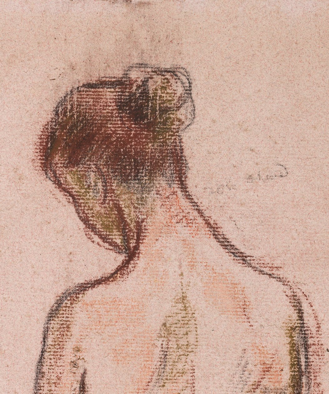 Stående naken i full lengde av en kvinne, bakfra av Camille Jacob Pissarro