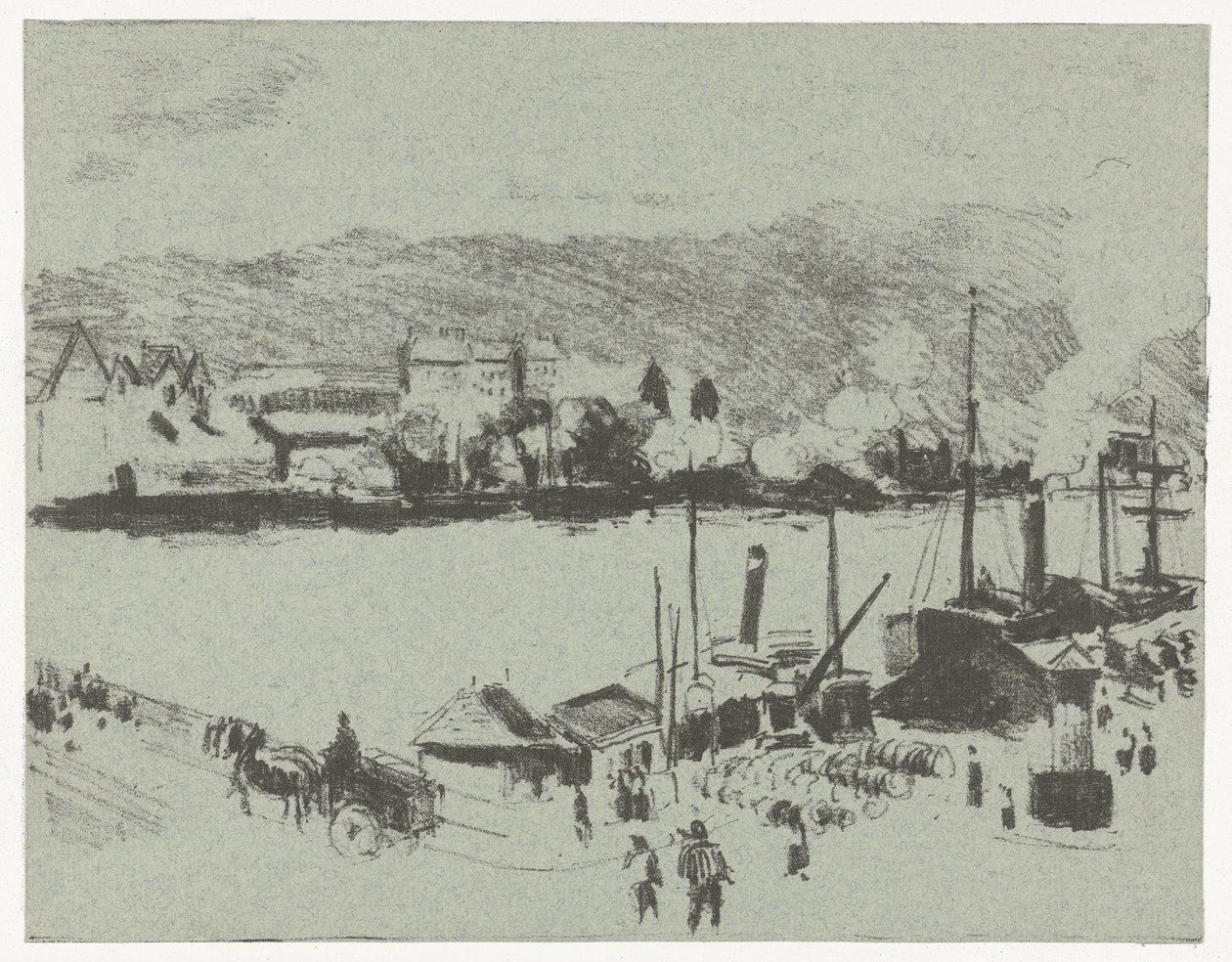 Utsikt over kaien til Seinen i Rouen Quai Boieldieu, i Rouen av Camille Jacob Pissarro