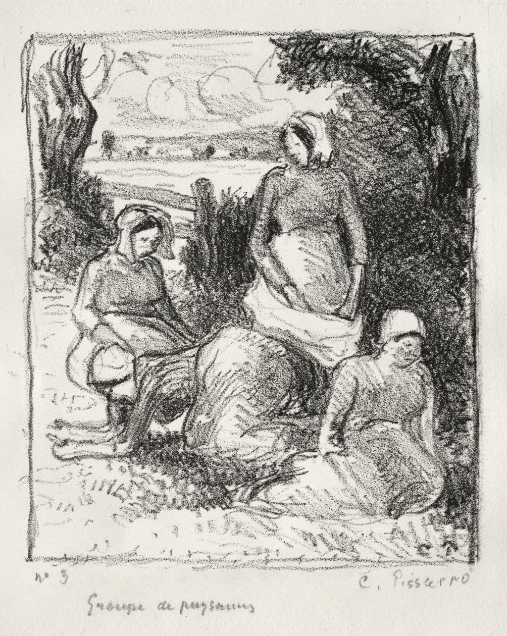 Gruppe av bønder, ca. 1896. av Camille Jacob Pissarro