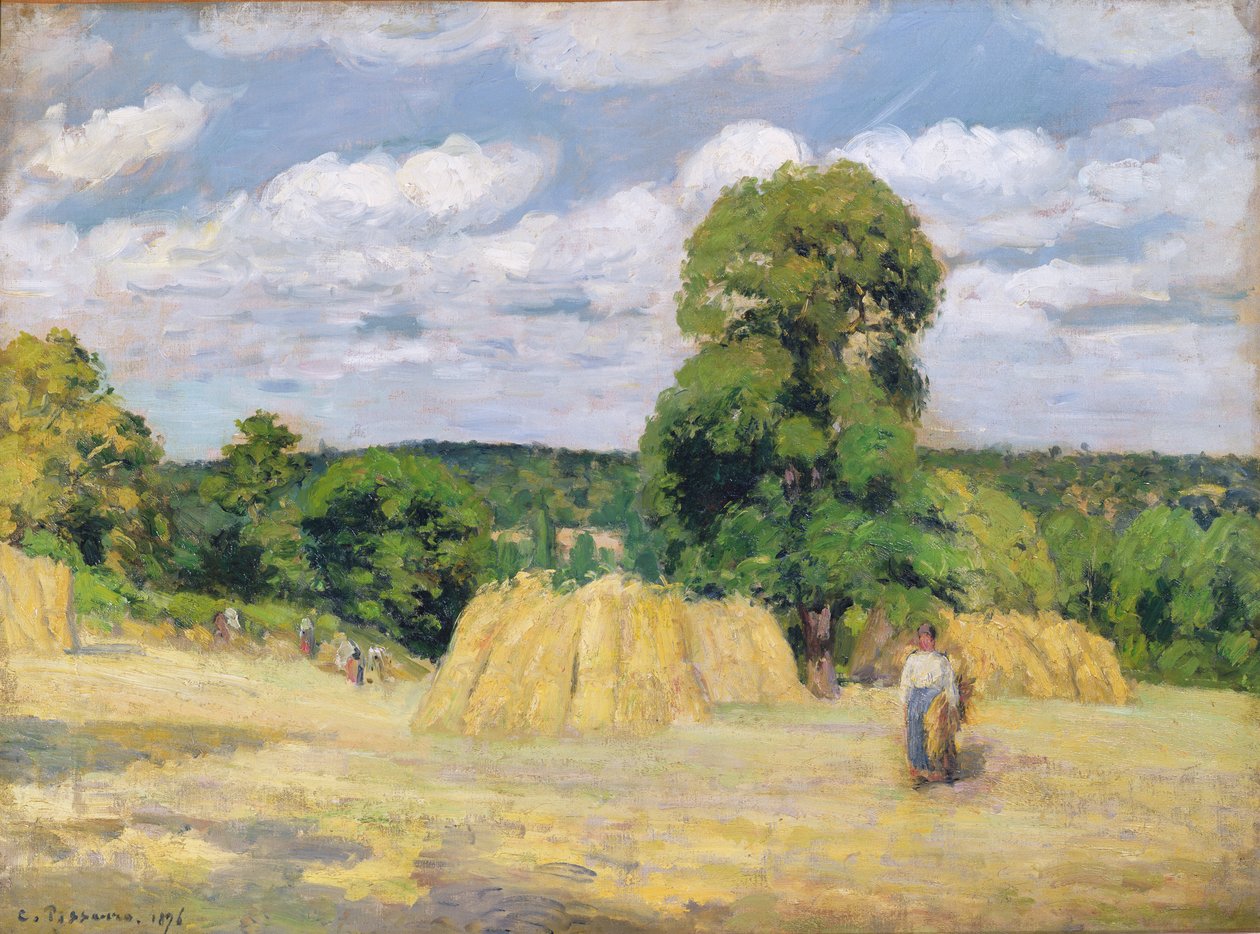 Høsting ved Montfoucault, 1876 av Camille Jacob Pissarro