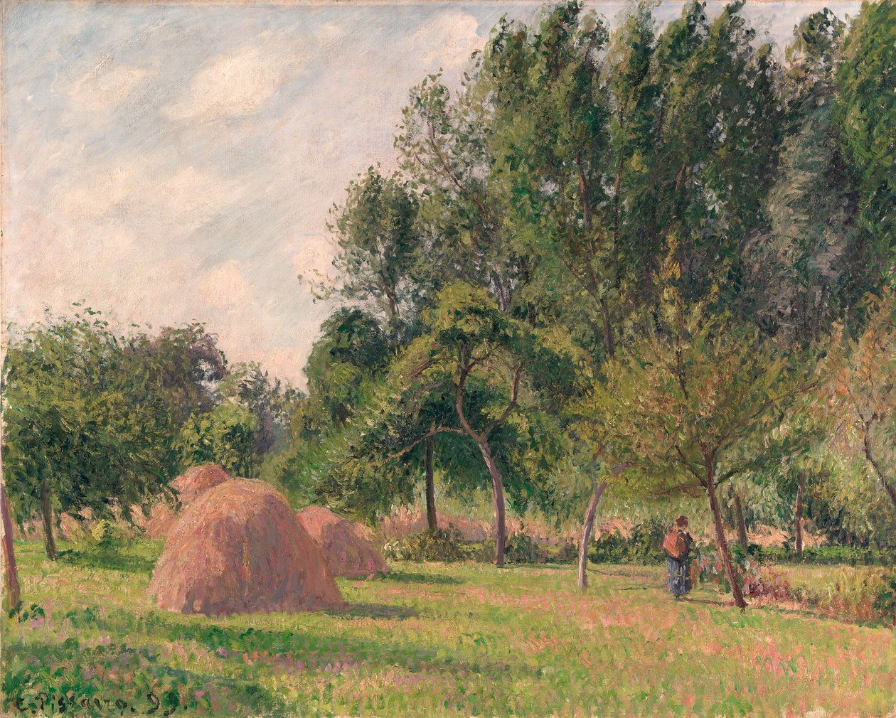Haystacks, Morning, Éragny, 1899 av Camille Jacob Pissarro