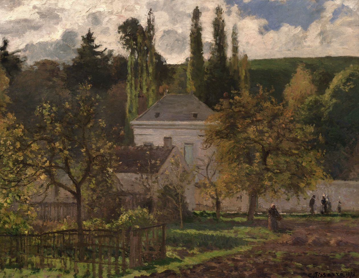 Hus i Eremitasjen, Pontoise, 1873 av Camille Jacob Pissarro