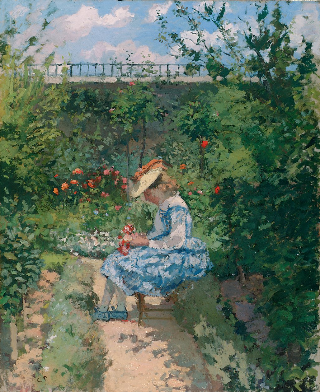 Jeanne i hagen, Pontoise, ca. 1872 av Camille Jacob Pissarro
