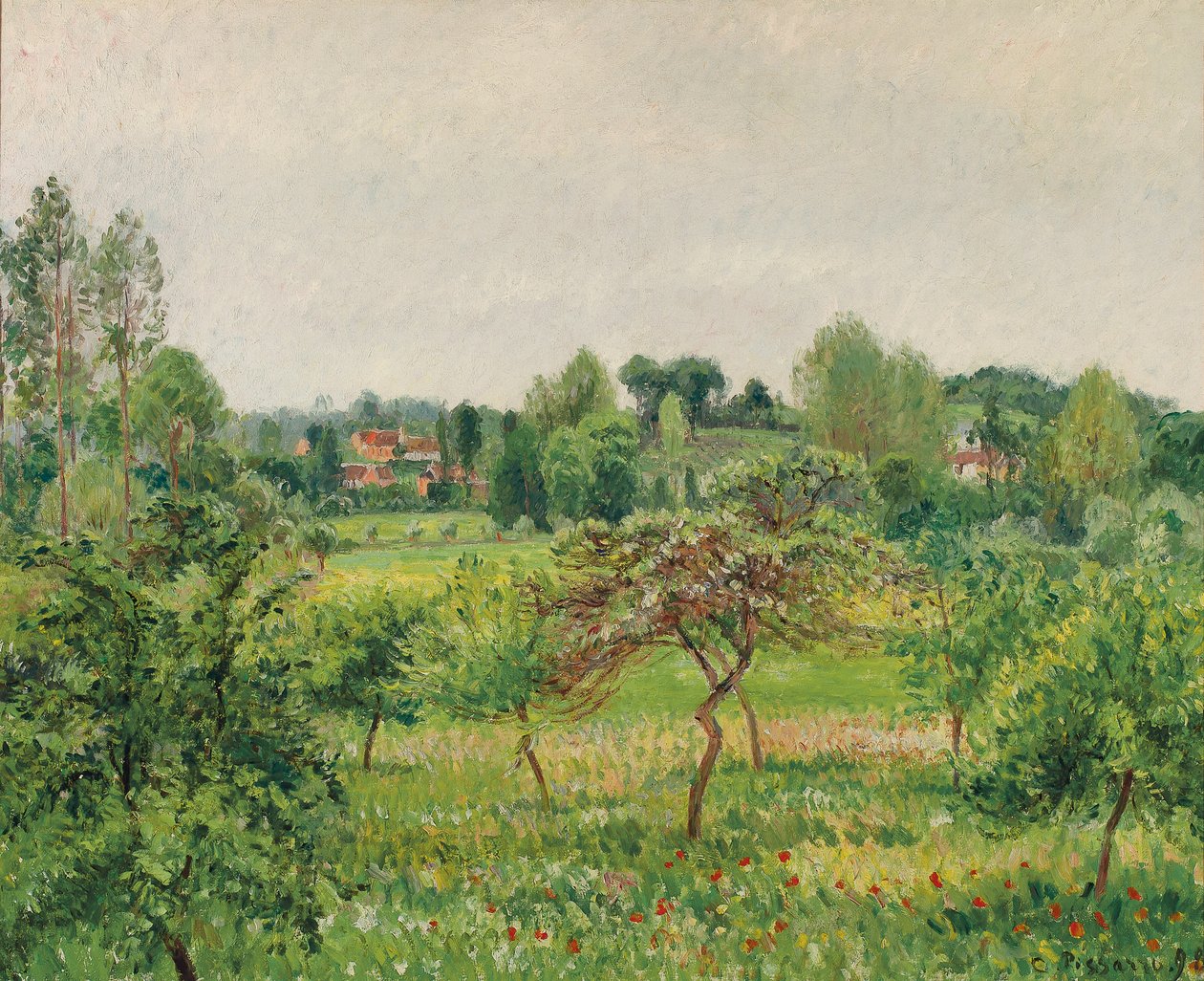 juni, regnvær, Eragny; Juni, regnvær, Eragny, 1898 av Camille Jacob Pissarro