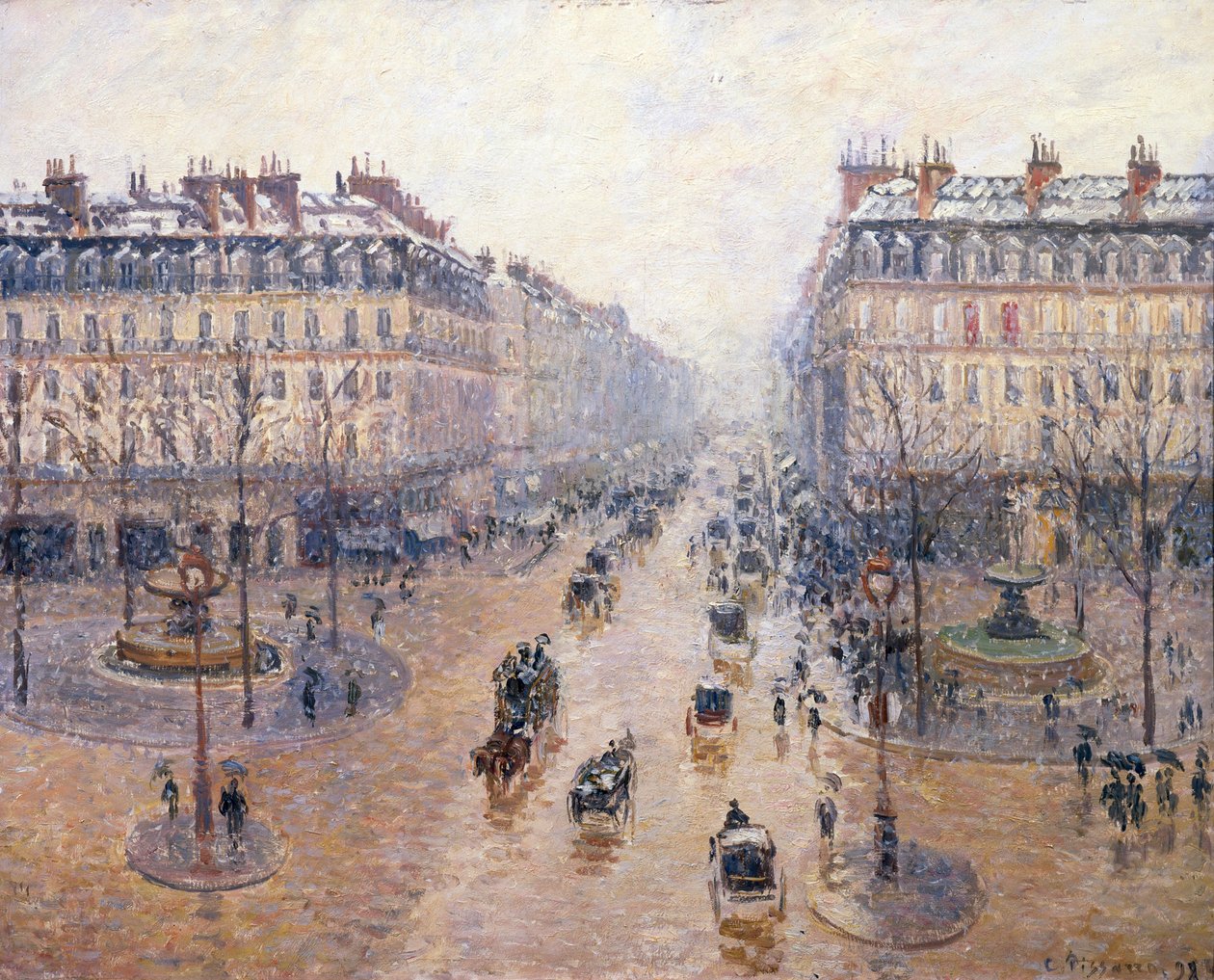 Opera Avenue. Snø. Morgen, 1898 av Camille Jacob Pissarro