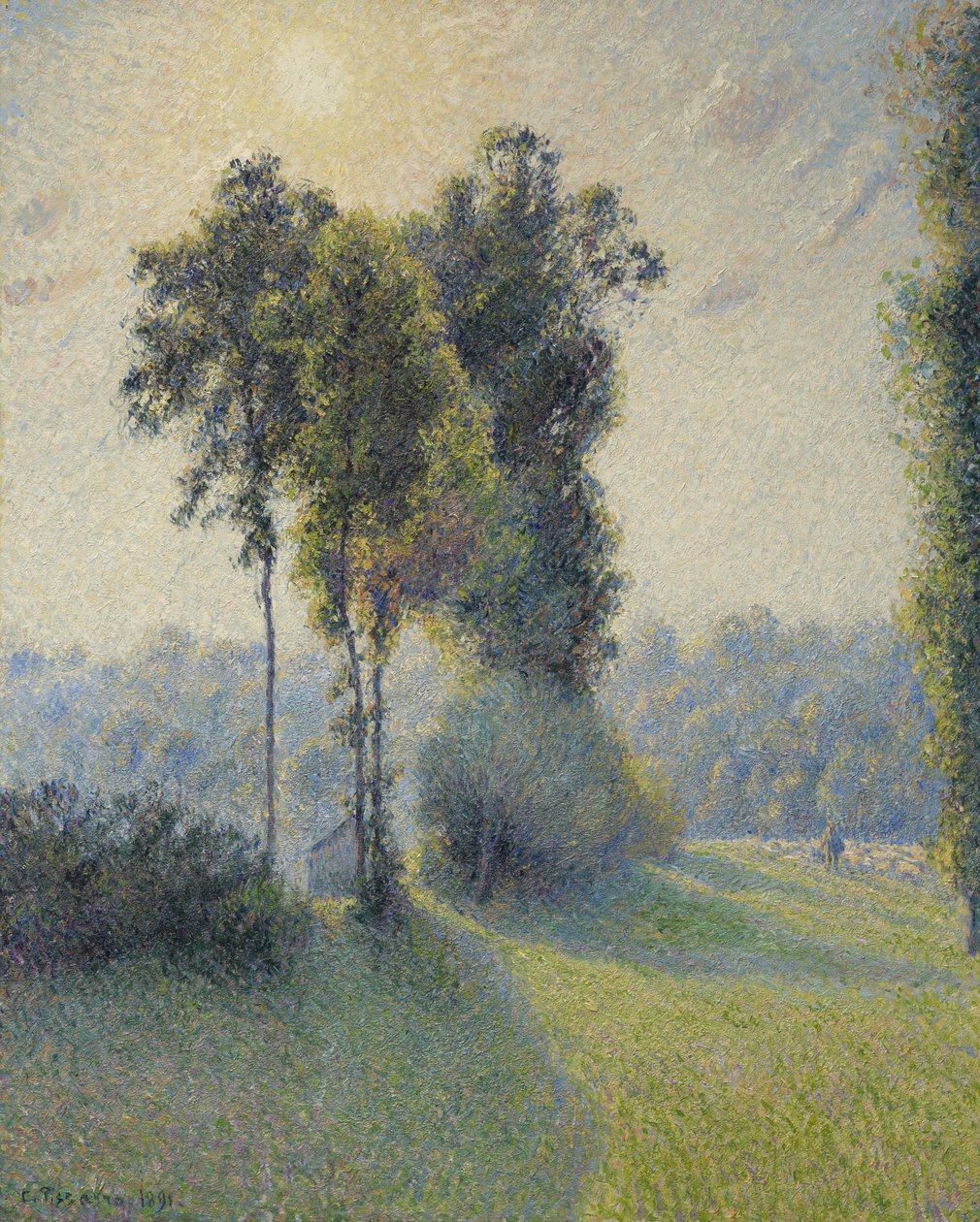 Landskap ved Saint-Charles, nær Gisors, solnedgang, 1891 av Camille Jacob Pissarro
