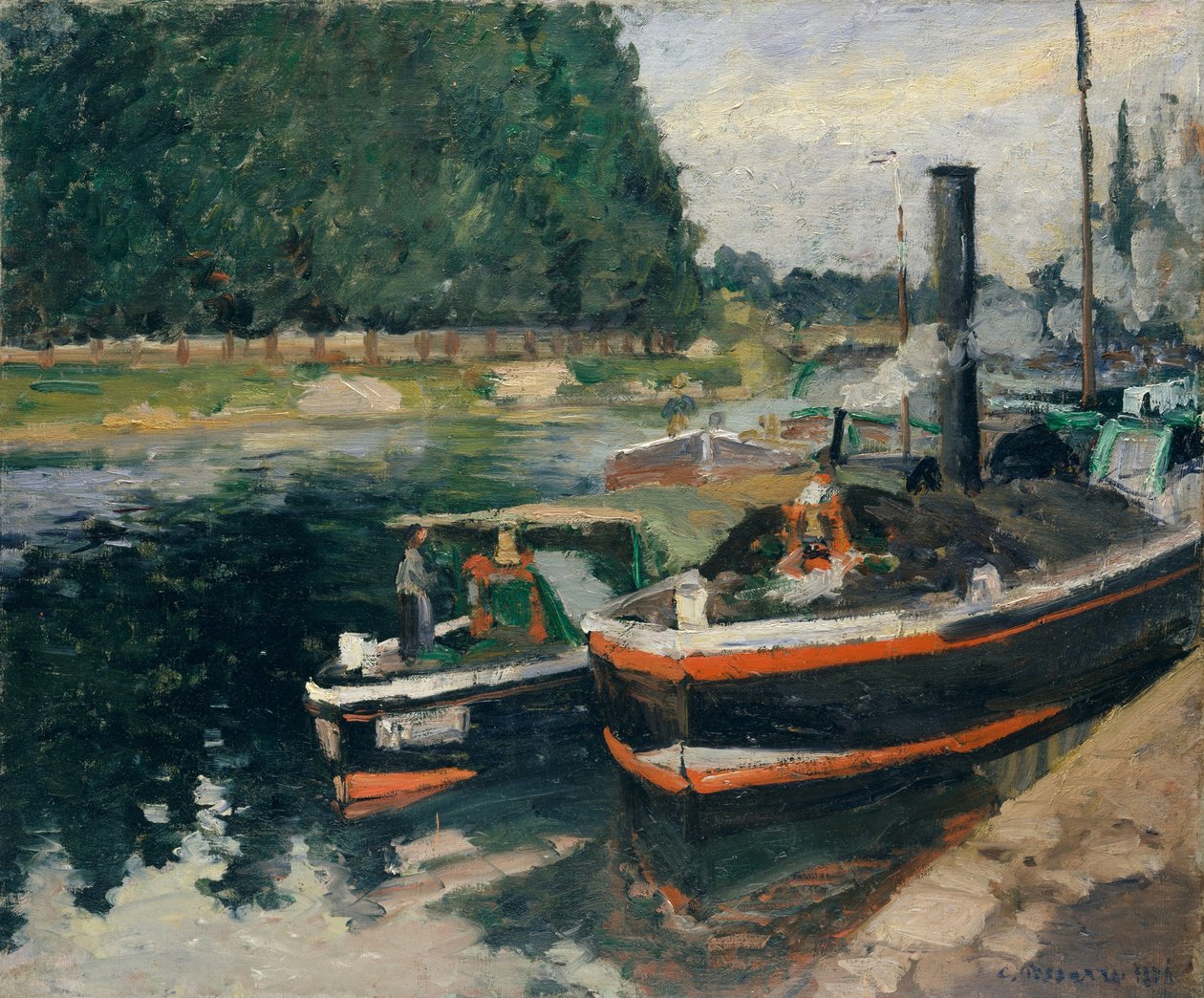 Lemmere i havnen i Pontoise av Camille Jacob Pissarro