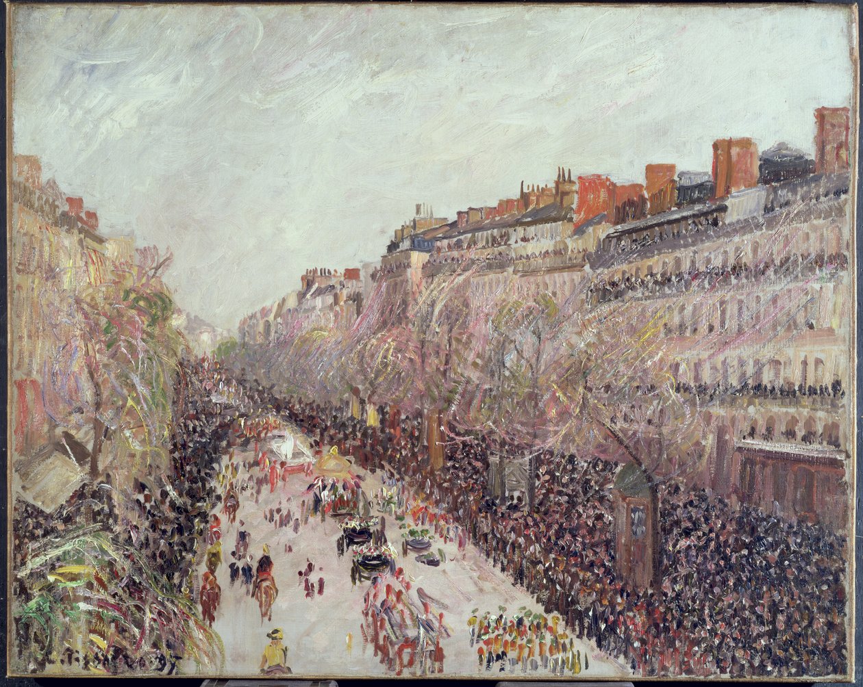 Mardi Gras på Boulevardene, 1897 av Camille Jacob Pissarro