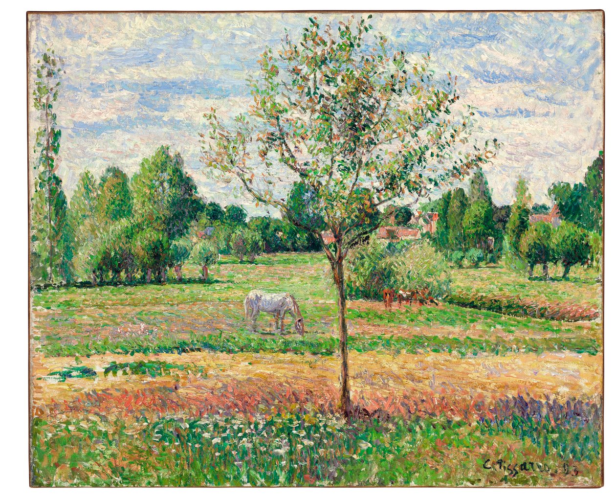 Eng med grå hest, Eragny, 1893 av Camille Jacob Pissarro