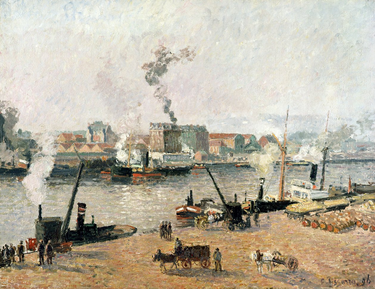 Misty Morning, Rouen, 1896 av Camille Jacob Pissarro