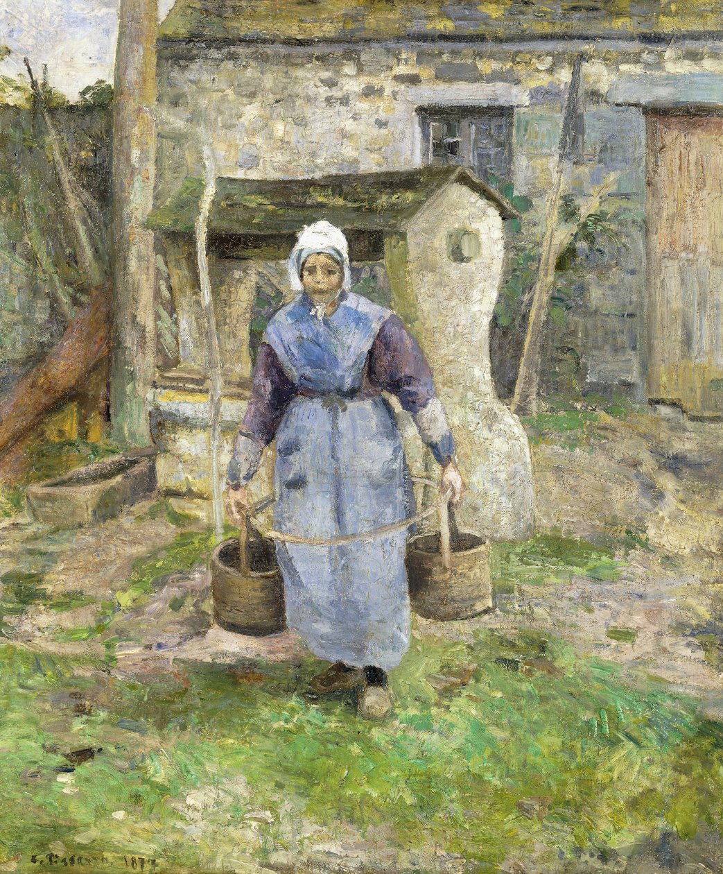 Mor Presle, Montfoucault; The Mother Presle, Montfoucault, 1874 av Camille Jacob Pissarro