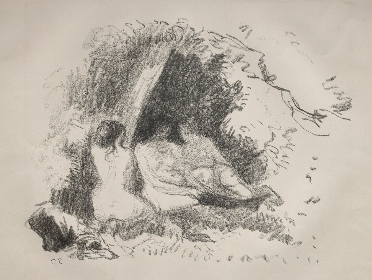 Nakne kvinner, ca. 1896. av Camille Jacob Pissarro