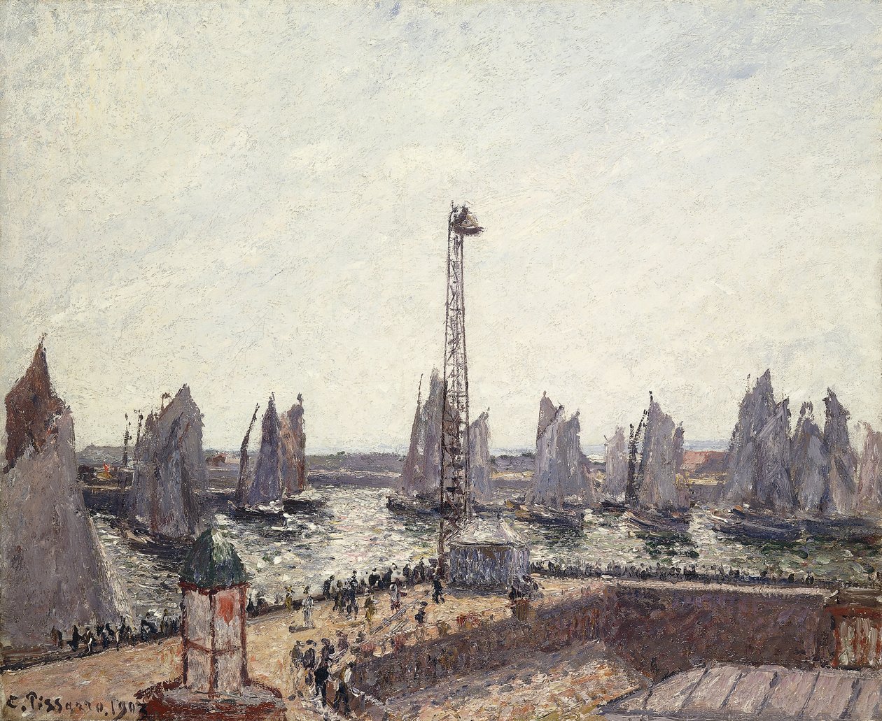 Ytre havn og kraner, Le Havre; Ytre havn og Anse des Pilotes, Le Havre, 1903 av Camille Jacob Pissarro