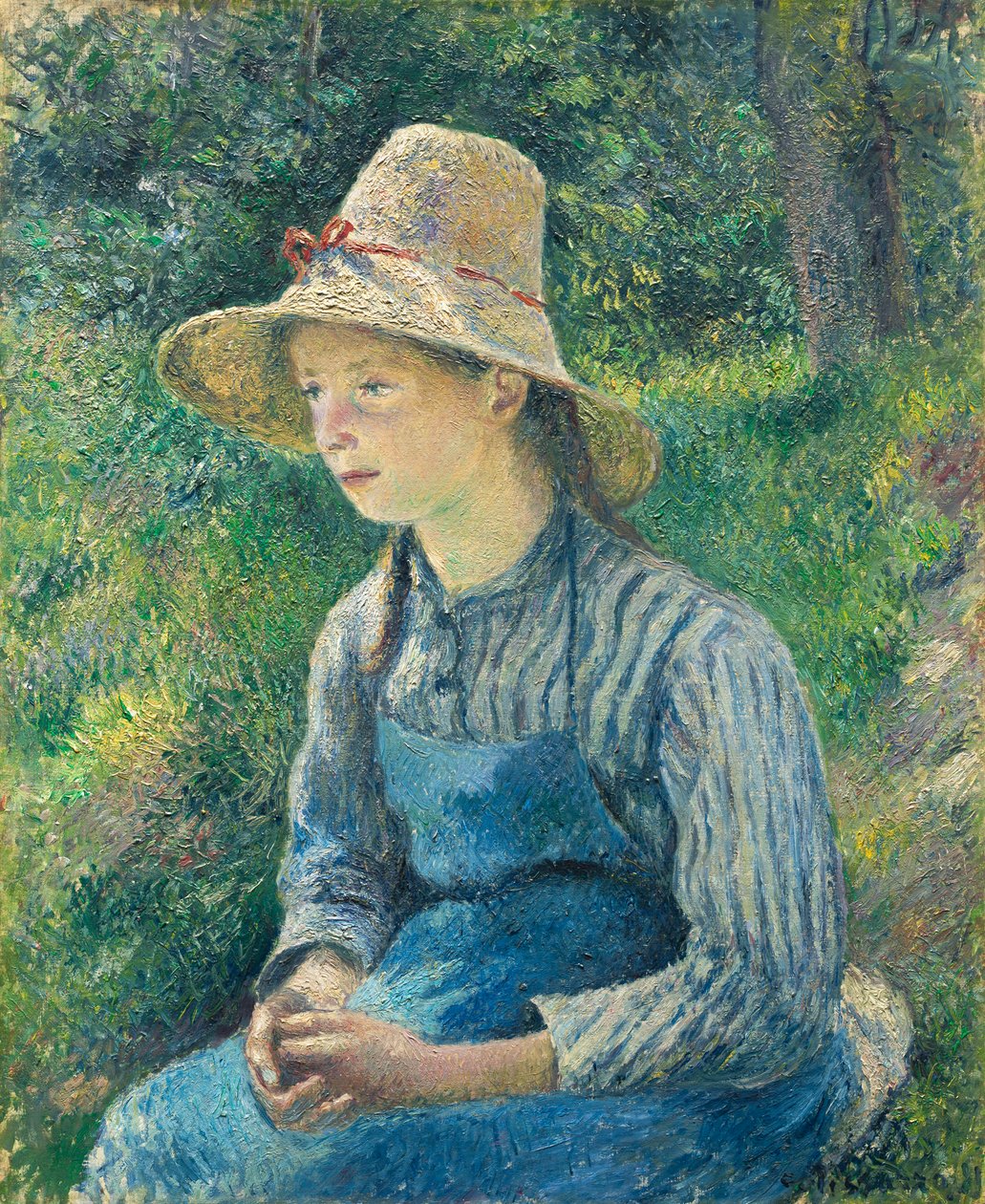 Bondepike med stråhatt, 1881 av Camille Jacob Pissarro