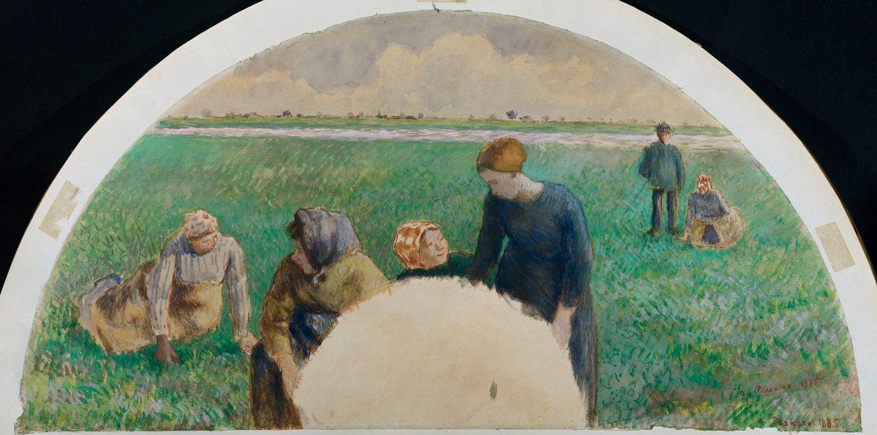 Bønder som samler gress, 1885 av Camille Jacob Pissarro