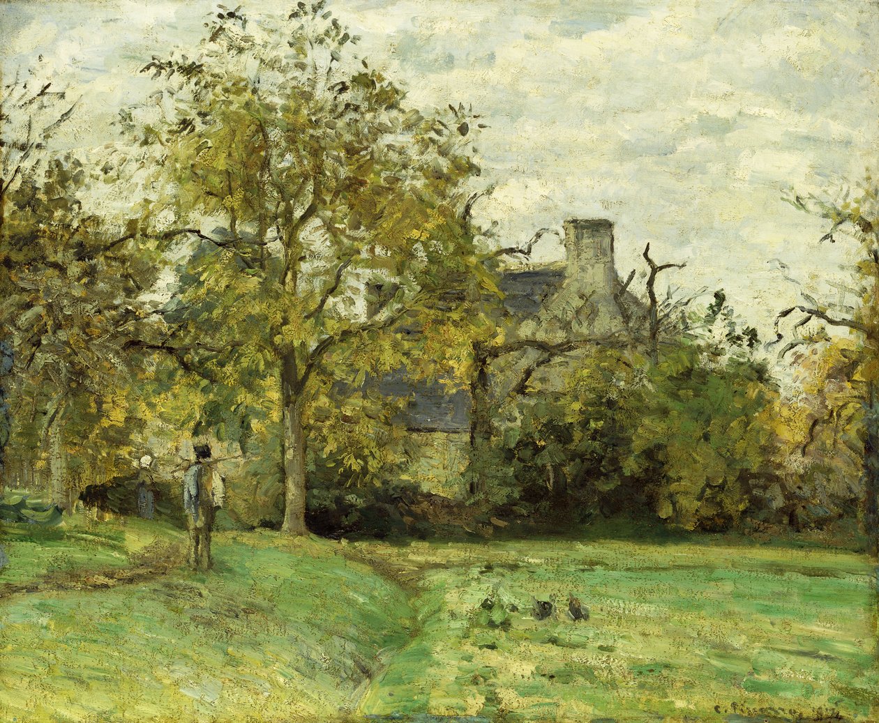 Piettes hus i Montfoucault; La Maison de Piette a Montfoucault, 1874 av Camille Jacob Pissarro