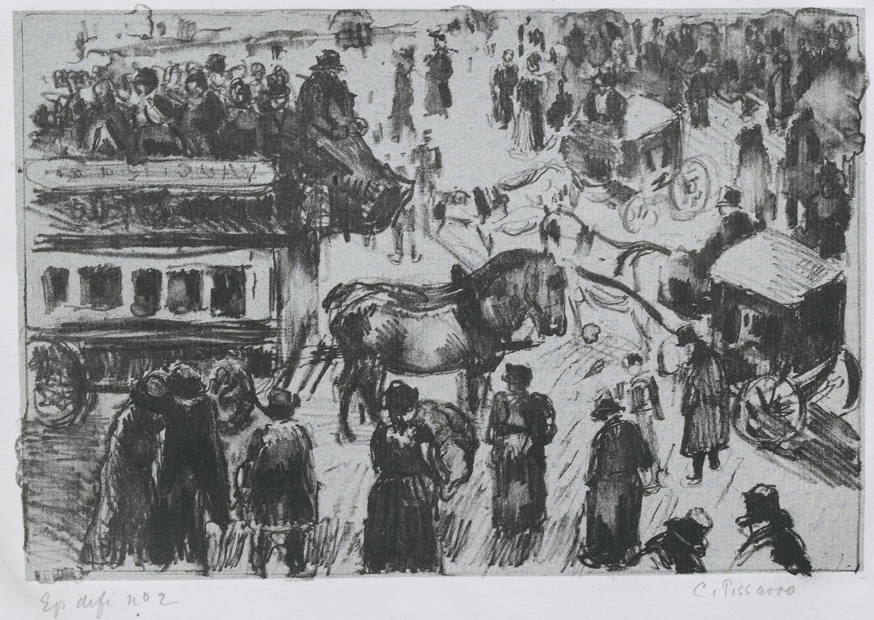 Place du Havre, i Paris, ca. 1897 (litografi på sink) av Camille Jacob Pissarro