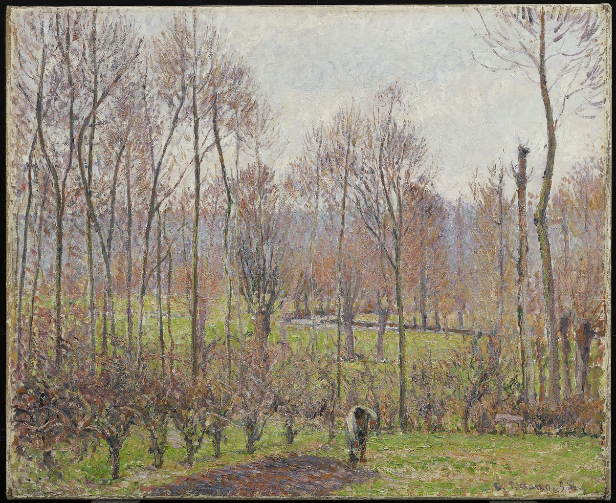 Popler, grått vær, Eragny, 1895 av Camille Jacob Pissarro