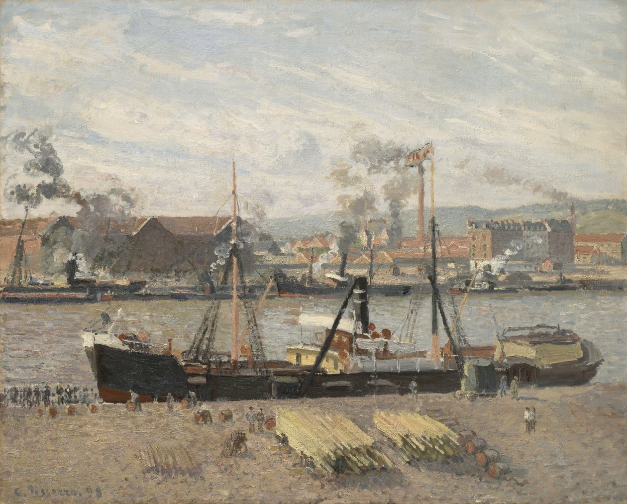 Port of Rouen, Lossing Wood, 1898 av Camille Jacob Pissarro
