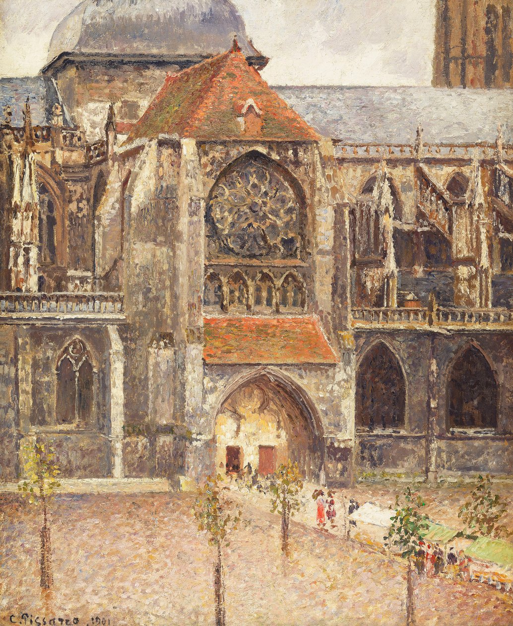 Portalen til Saint-Jacques-kirken i Dieppe; Portalen til Saint-Jaques-kirken i Dieppe, 1901 av Camille Jacob Pissarro