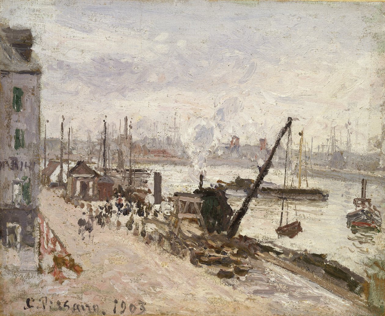 Kai ved Le Havre, 1903 (olje på batiste) av Camille Jacob Pissarro