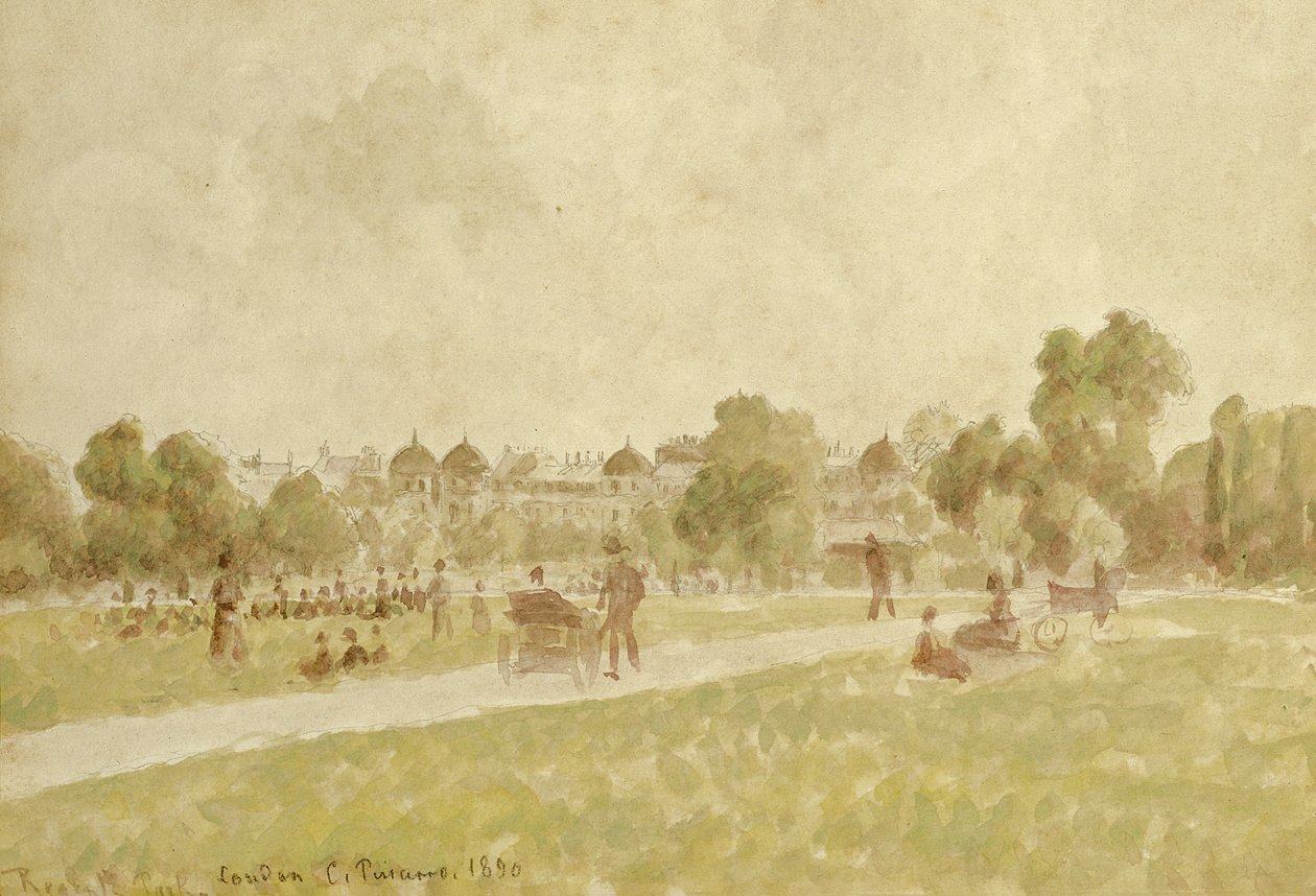 Regents Park, London, 1890 (wc og blyant på papir) av Camille Jacob Pissarro