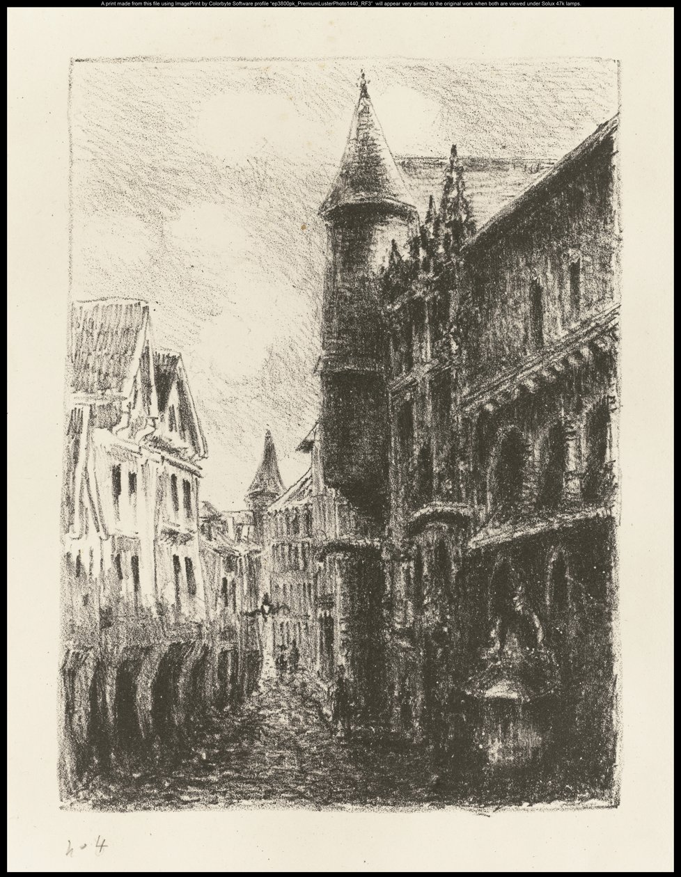 Rue Saint-Romain, Rouen, 1. plate, 1896 av Camille Jacob Pissarro
