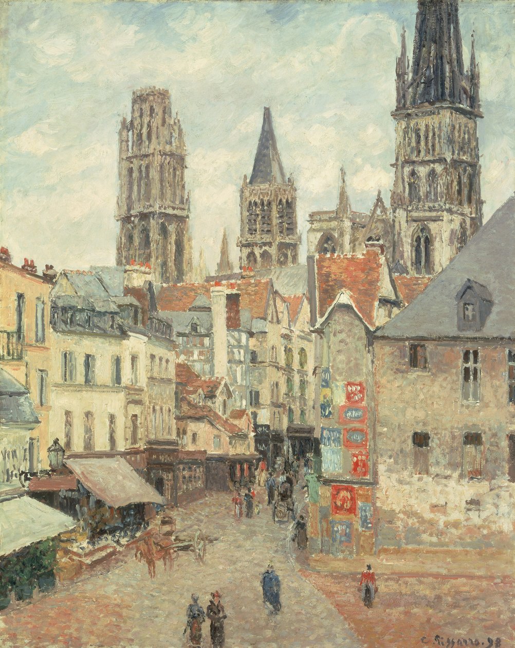 Rue de l "epicerie i Rouen, på en grå morgen, 1898 av Camille Jacob Pissarro