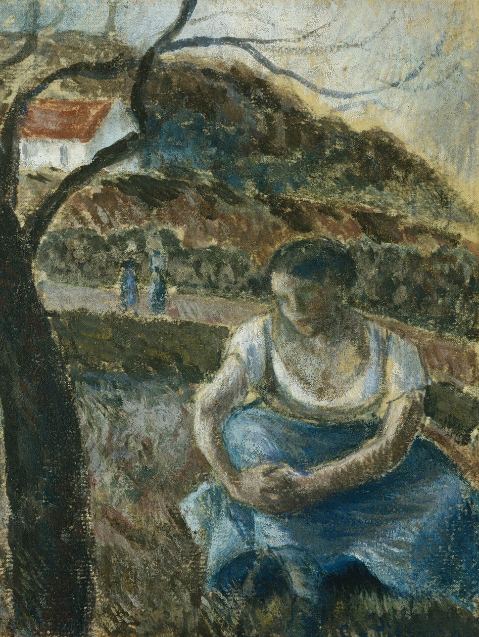 Sittende bonde; Sittende bondekvinne, ca. 1880 av Camille Jacob Pissarro