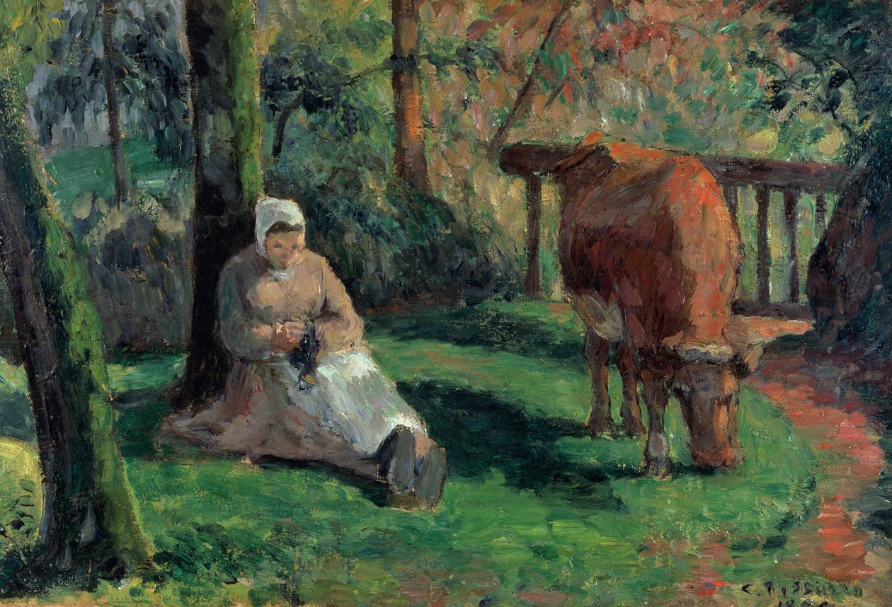 Gjeterinne, Montfoucault, 1875 av Camille Jacob Pissarro
