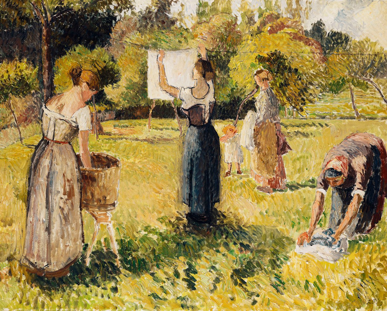 Studie av skiver ved Eragny; Les Laveuses, etude, a Eragny, ca. 1901 av Camille Jacob Pissarro