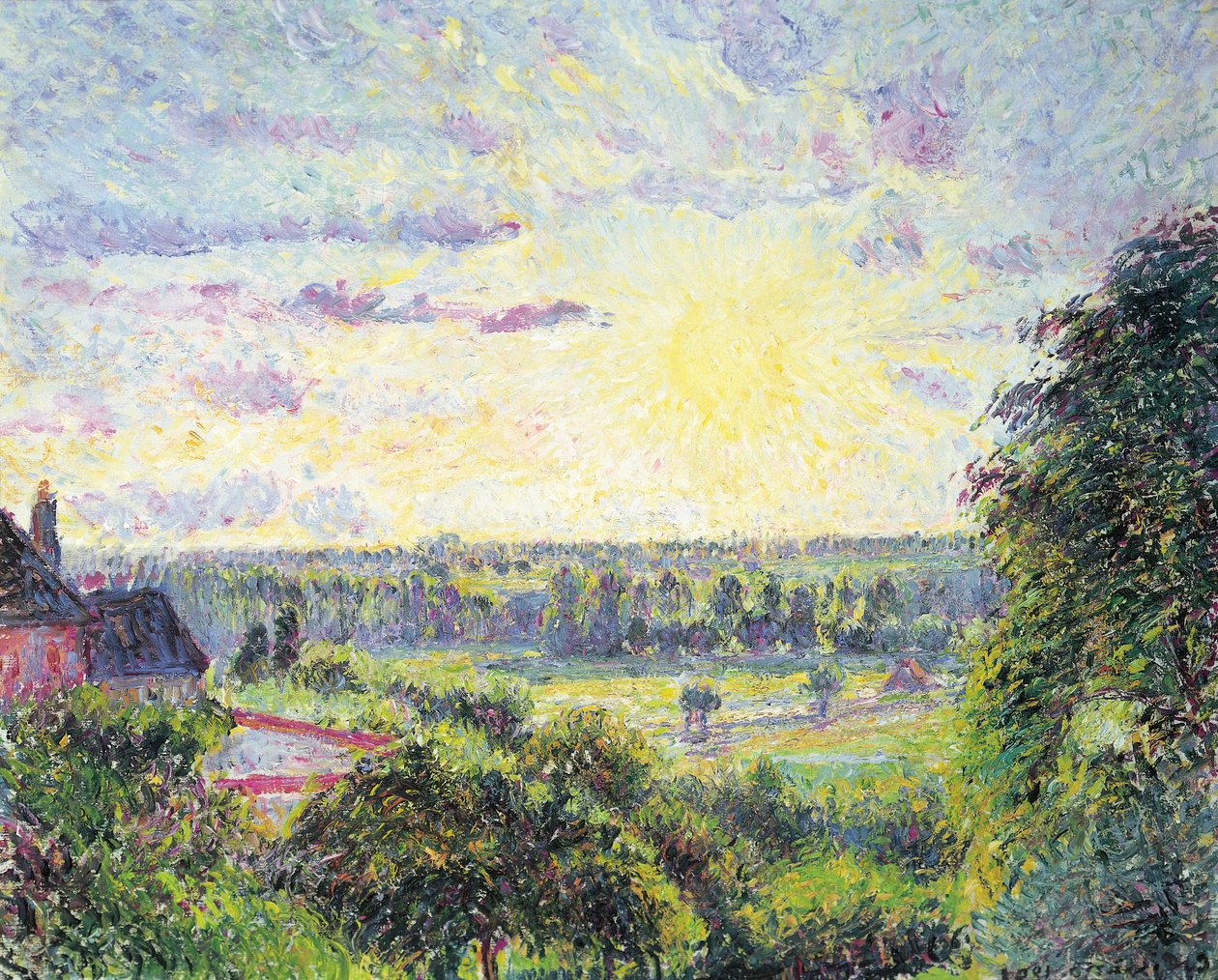 Solnedgang ved Eragny, 1891 av Camille Jacob Pissarro