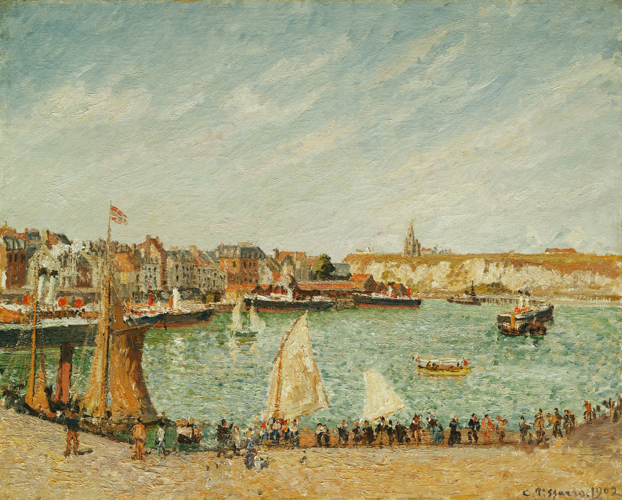 Ettermiddagssolen, ytre havn i Dieppe; The Afternoon, Sun, Den ytre havnen i Dieppe, 1902 av Camille Jacob Pissarro