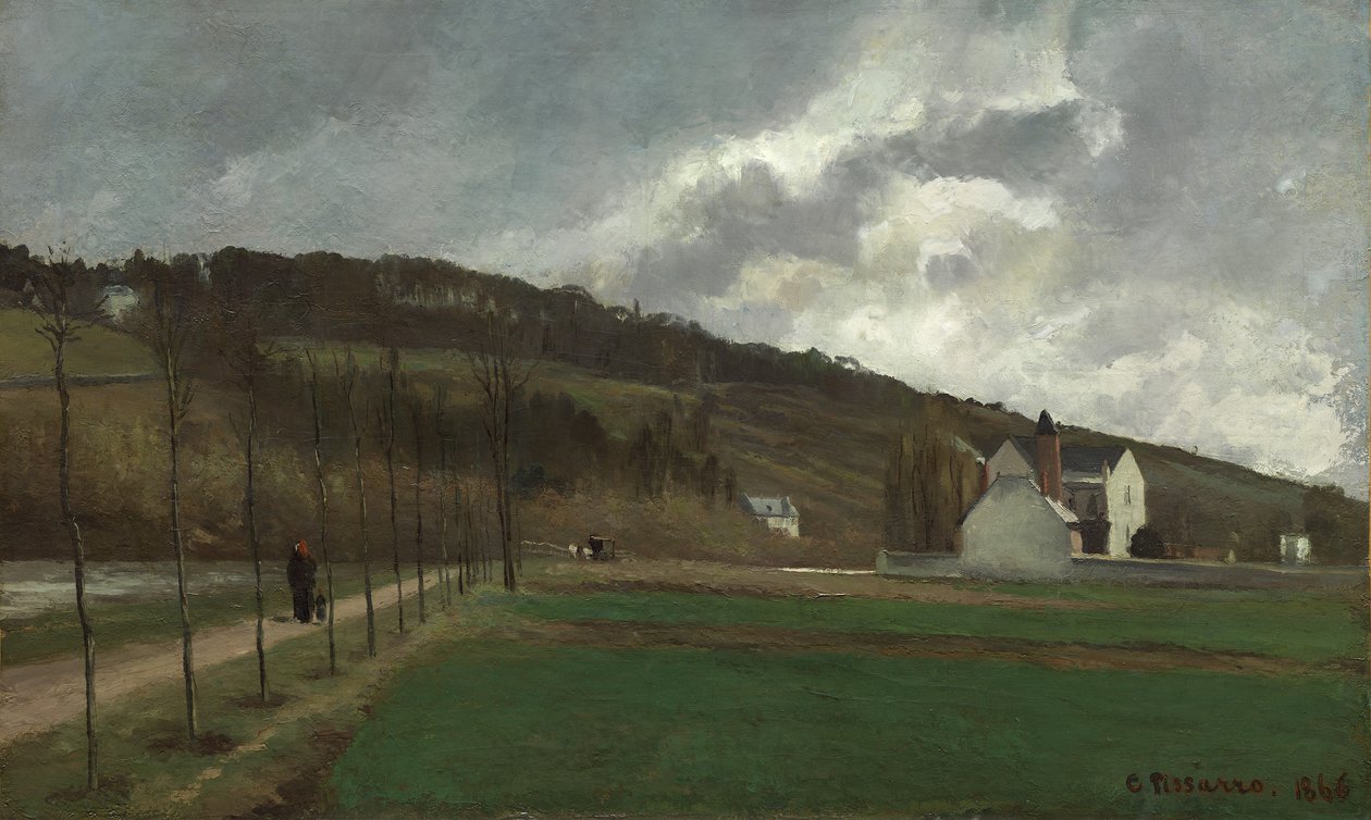 The Banks of the Marne in Winter, 1866 av Camille Jacob Pissarro