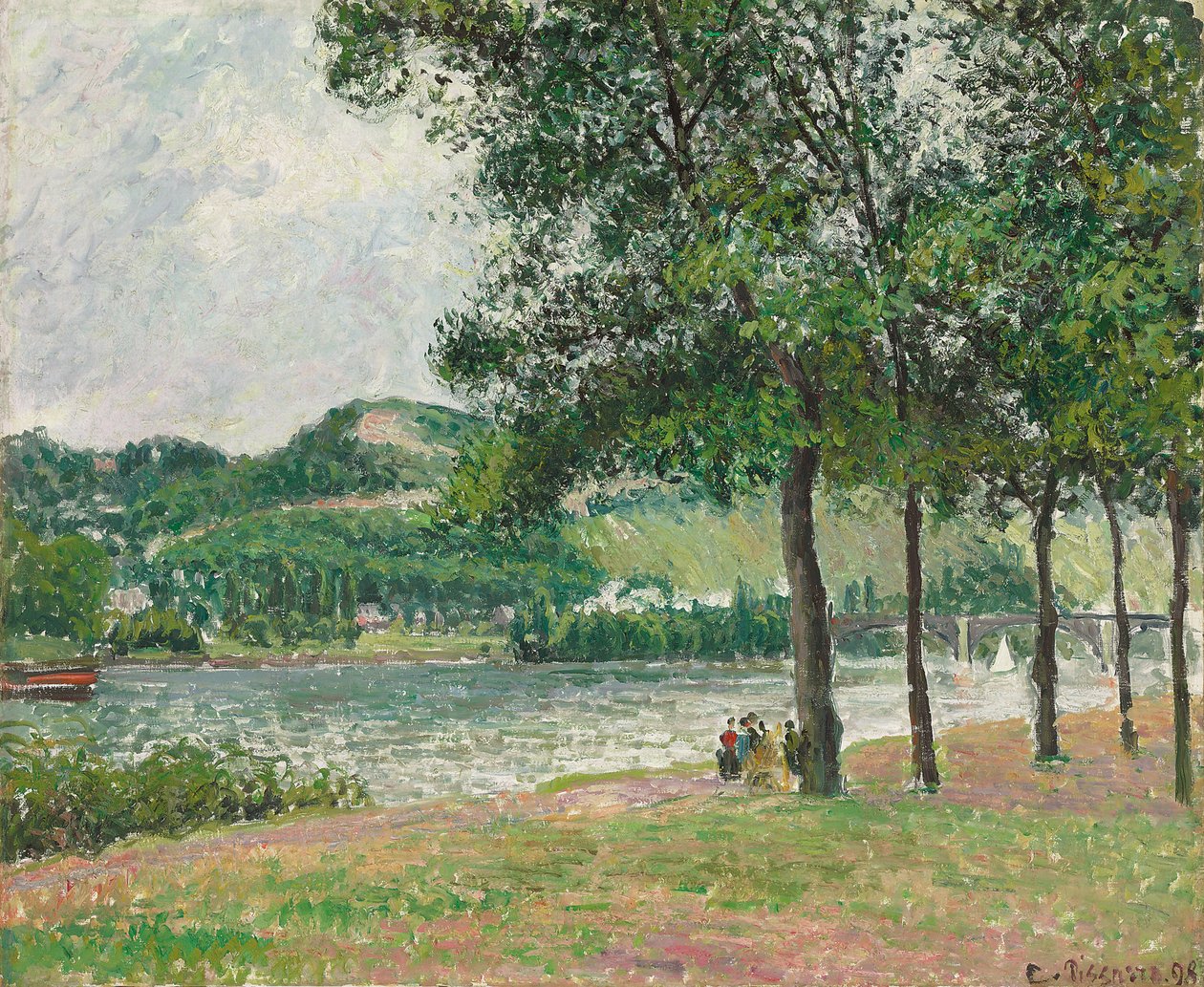 Cours-la-Reine i Rouen, overskyet; Cours-la-Reine i Rouen, grått vær, 1898 av Camille Jacob Pissarro