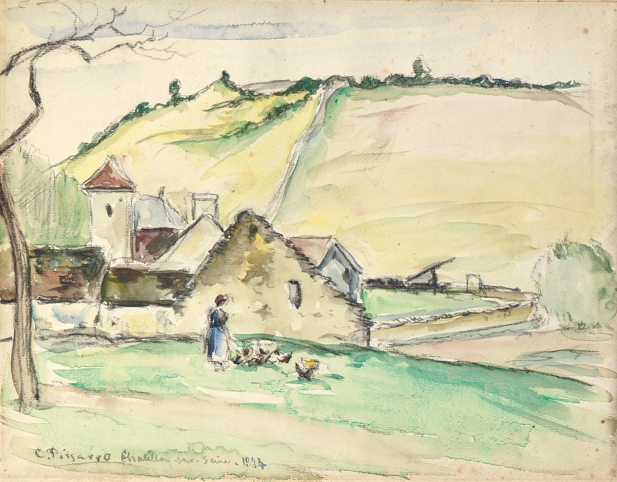 Gården i Chatillon-Sur-Seine, 1882 av Camille Jacob Pissarro