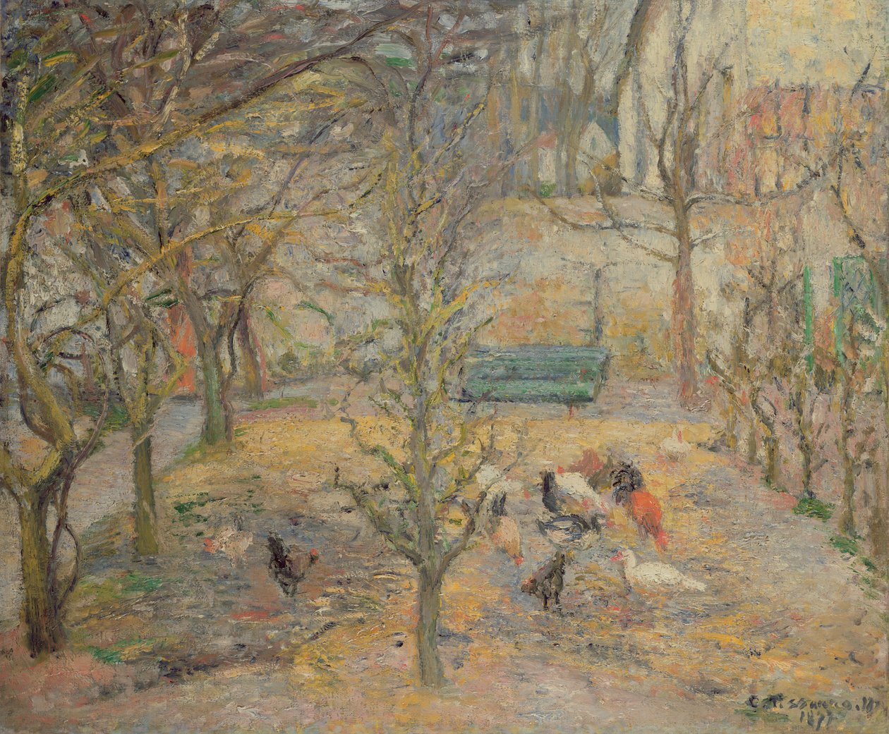 Gårdsgården, 1877 av Camille Jacob Pissarro
