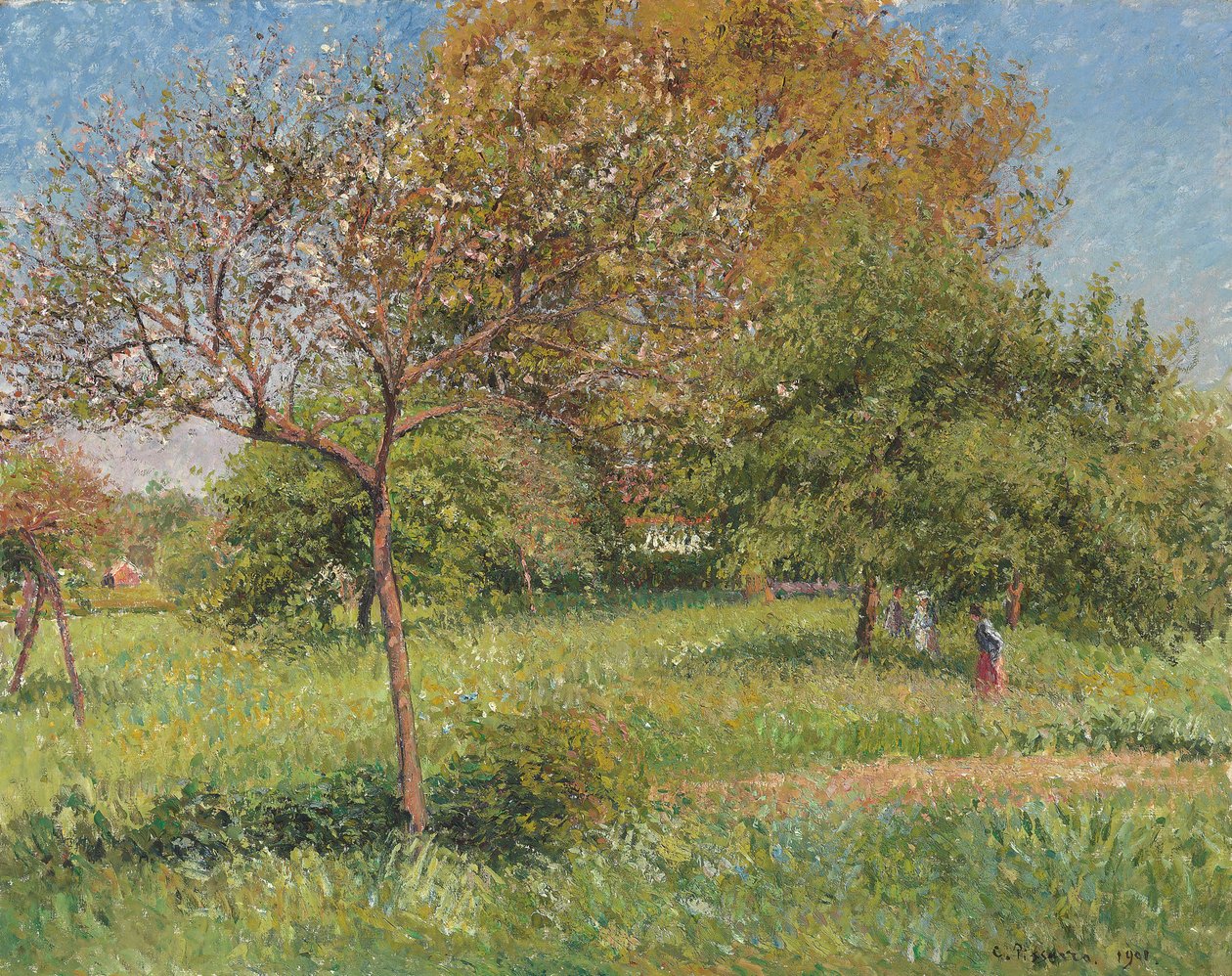 Det store valnøtttreet, morgen, Eragny; Le Grand Noyer, Matin, Eragny, 1901 av Camille Jacob Pissarro