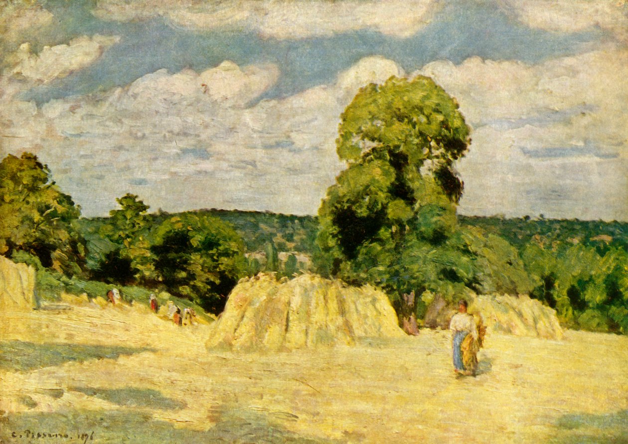 Harvest, 1876, 1939. av Camille Jacob Pissarro