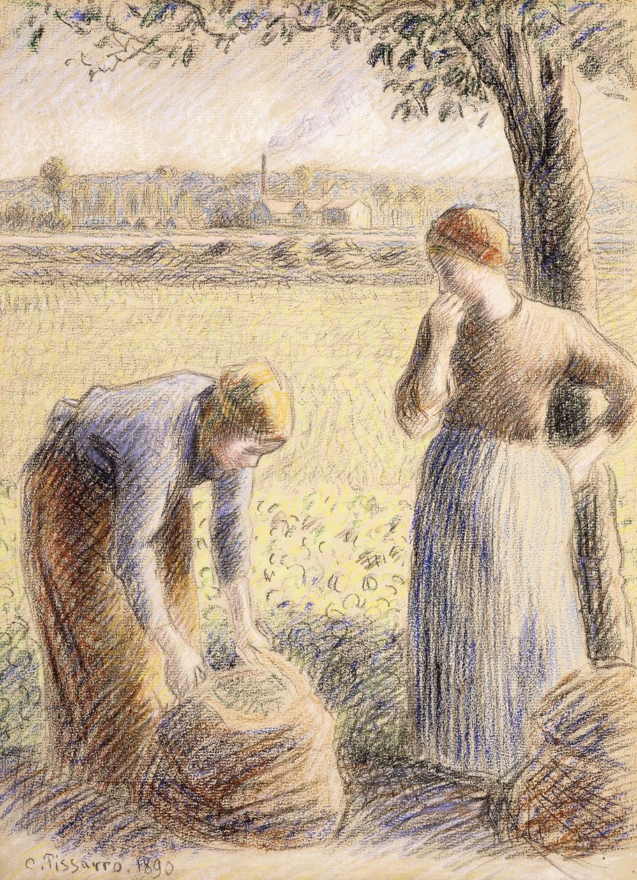Plukkerne; Plukking, 1890 av Camille Jacob Pissarro