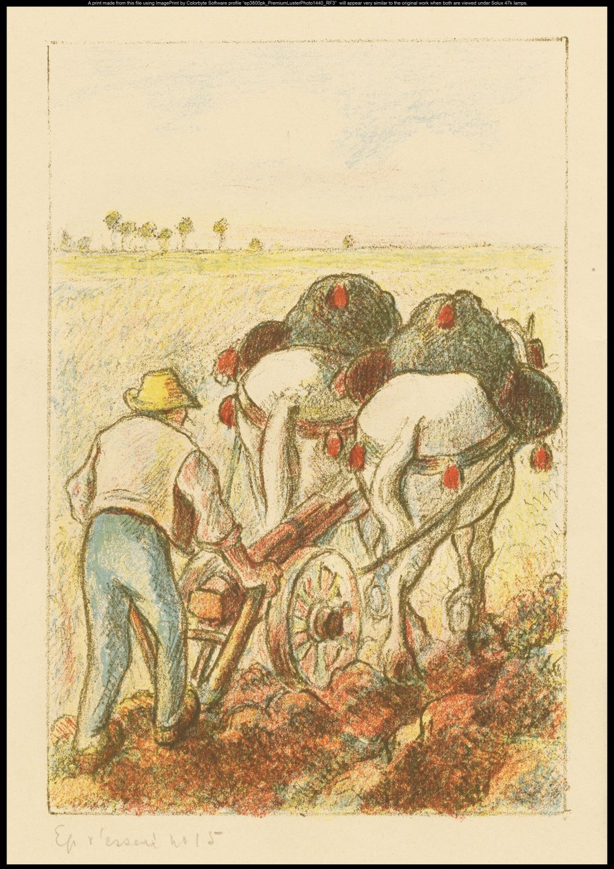 The Plough, frontispice for "Les Temps Nouveaux", 1901 av Camille Jacob Pissarro