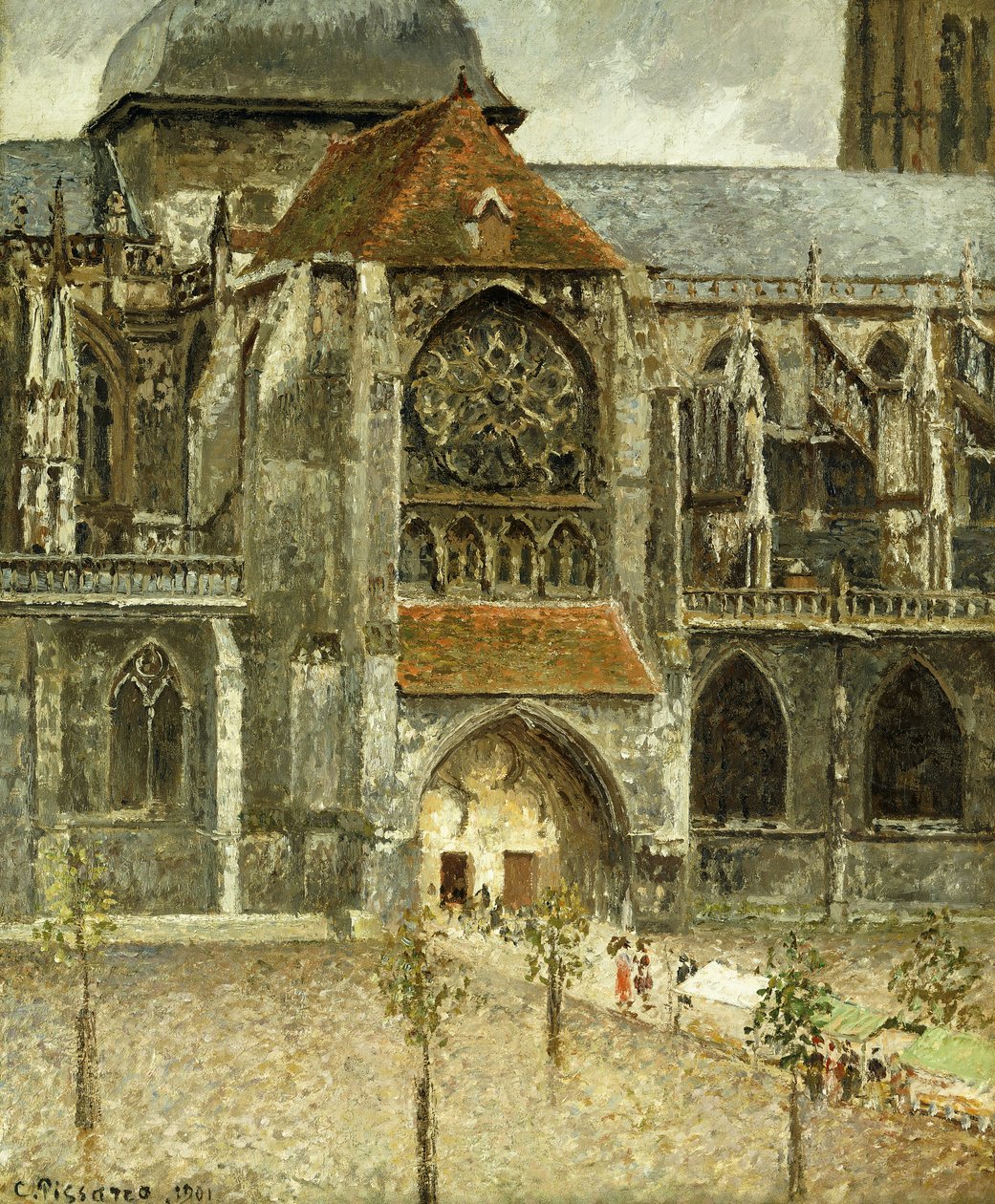 Portalen til Saint-Jacques-kirken i Dieppe; Portalen til Saint-Jacques-kirken i Dieppe av Camille Jacob Pissarro