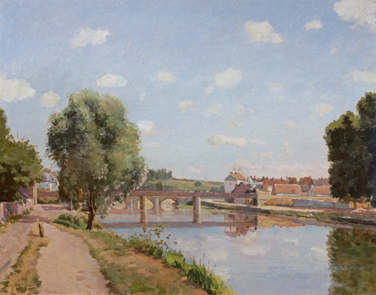 Jernbanebroen, Pontoise, 1873 av Camille Jacob Pissarro