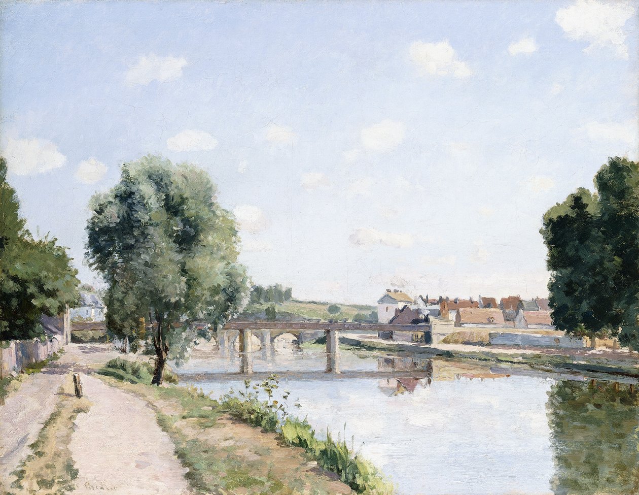 Jernbanebroen, Pontoise, ca. 1873 av Camille Jacob Pissarro