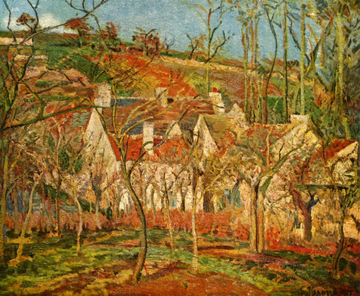 De røde tak, 1877, 1939. av Camille Jacob Pissarro