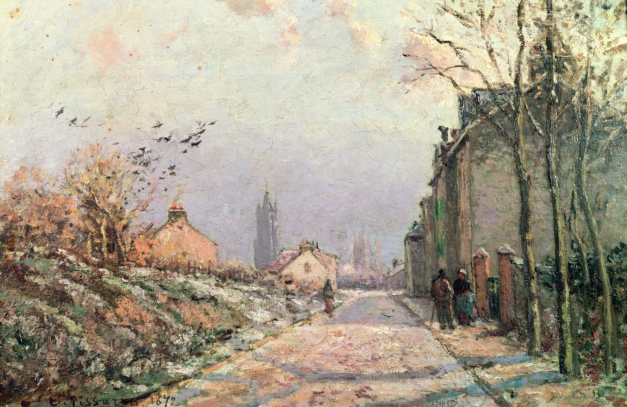 The Road, Effect of Winter, 1872 av Camille Jacob Pissarro