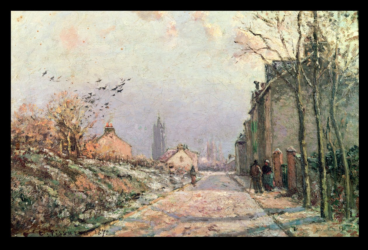 Veien, Vinterens effekt; The Road, Winter Effect, 1872 av Camille Jacob Pissarro