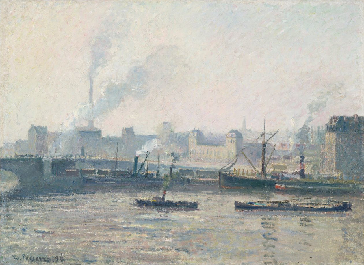 Saint-Sever-broen, Rouen: Mist, 1896 av Camille Jacob Pissarro