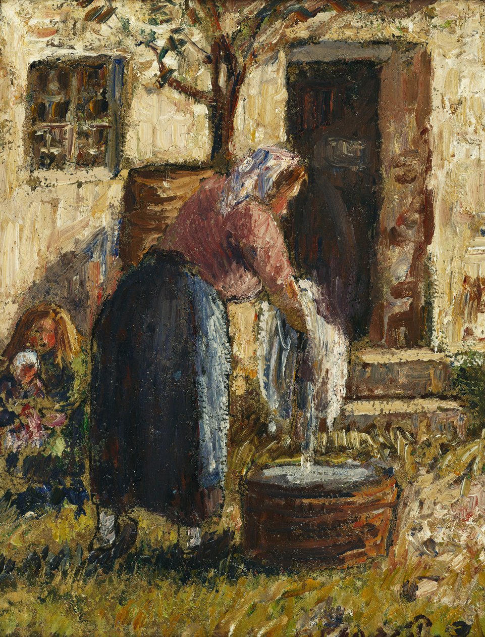 Vaskekvinnen; Vaskemaskinen, ca. 1898 av Camille Jacob Pissarro