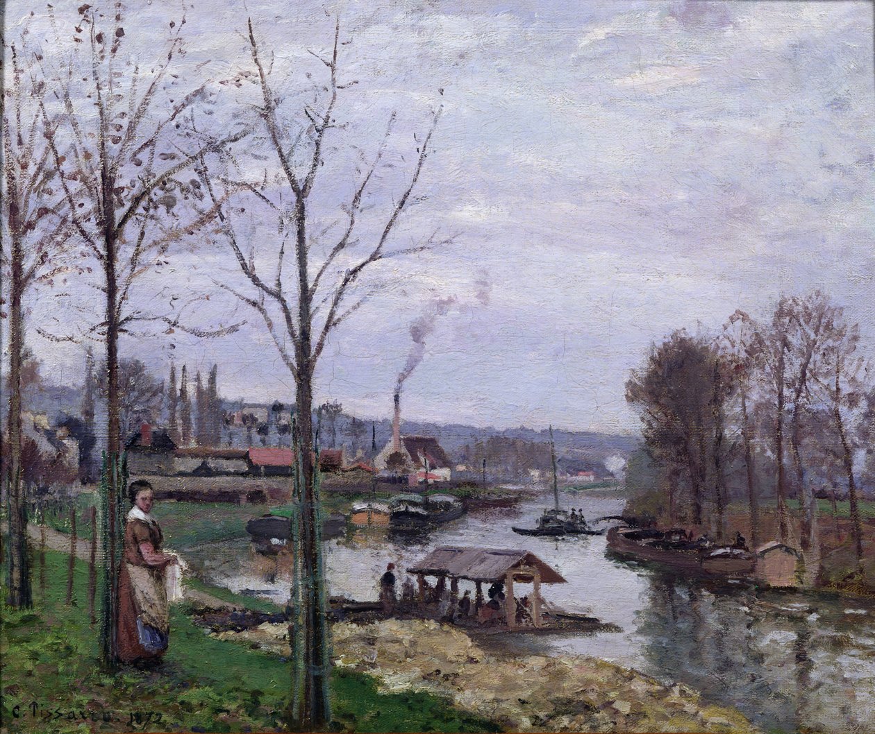 The Washing House, Pontoise Port-Marly, eller The Wash-house, 1872 av Camille Jacob Pissarro